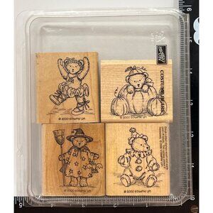 2000 Stampin Up Costume BEARS WOOD MOUNTED Rubber Stamp Set 2000 HALLOWEEN